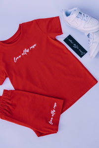 Red Set Tee with Matching Shorts