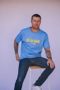 Blue Established Tee with Yellow Embroidery 