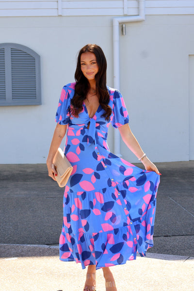 Dahlia Midi - Blue & Pink