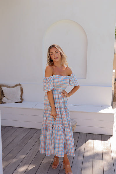 Honey Midi - Blue & Brown Gingham