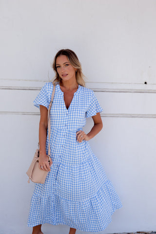 Olive Midi - Blue Gingham