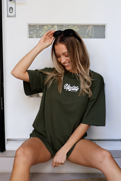 Up State Oversized Tee - Moss